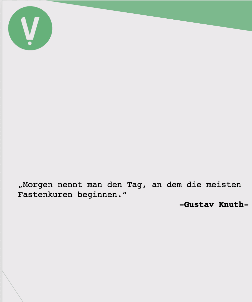 Titelbild für Fastenkur auf morgen verschieben