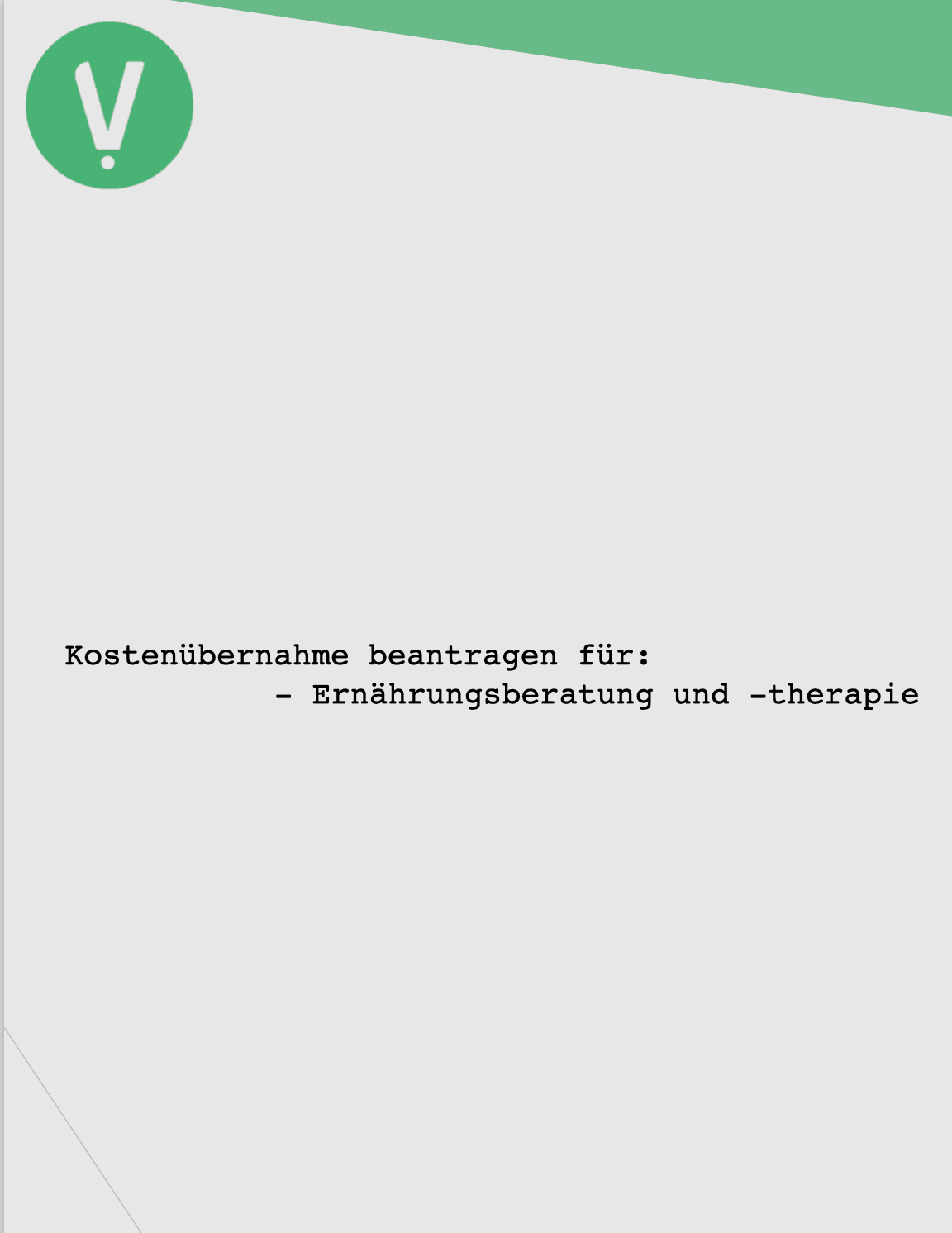 Titelbild für Kostenübernahme: Ernährungsberatung